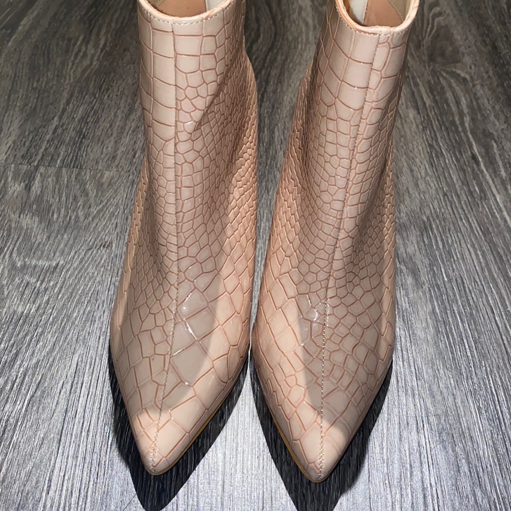 Pink snake skin boots